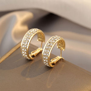New Classic Copper Alloy Zirconium Drill Metal Hoop Earrings For Woman Fashion Korean Jewelry Temperament Girls Wear earrings