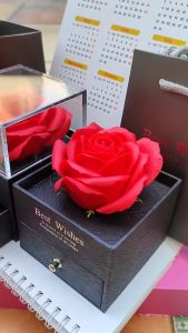 Hộp Đựng Trang Sức Sang Trọng Hoa Hồng Sáp Vĩnh Cửu Có Ngăn kéo Túi Đựng Làm Quà Tặng