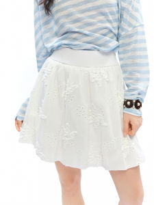 DUSHU | Unique Customized Floral Embroidery Split A-Line Slimming Midi Skirt
