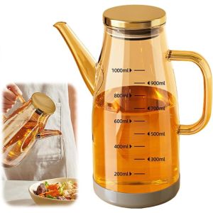 JURHOMIE Food-grade Oil Dispenser Bottle Large Capacity 600/800/1000ML Seasoning Bottle Durable Leak-Proof Glass Oil Pot Kitchen Tools