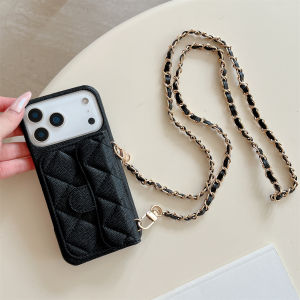 Crossbody Lanyard Wallet Phone Case for IPhone Air 17 15 14 Plus 13 16 Pro Max Card Holder Necklace Luxury Leather Protective