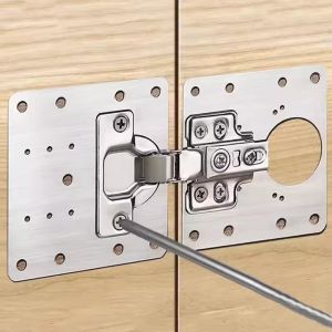 Feelife 2/10 Sets With Screw Stainless Steel Hinge Repair Plate Kits Cabinet Door Mounting Flat Fixing Brackets Furniture Hardware Tools