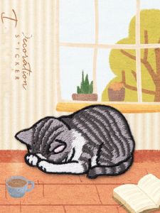 Miếng Vá Thêu Hình Mèo Mắt Bị Che Kín DIY Cho Áo Thun Tay Ngắn Túi Xách Trang Trí Quần Áo Đồ Thủ Công Đồ Thủ Công