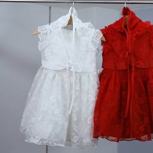 Red White Newborn Child Big Bow Baptism 1st Birthday Dress For Baby Girl Clothes Short Sleeve Princess Party Wedding Infant Piano Kid Dresses for 6 9 12 18 months 1 yrs old