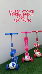 Mainan Anak Skuter Otoped Duduk 3 Roda 2in1 Ada Musik Lagu Lampu / Skuter Anak Umur 3 ke atas