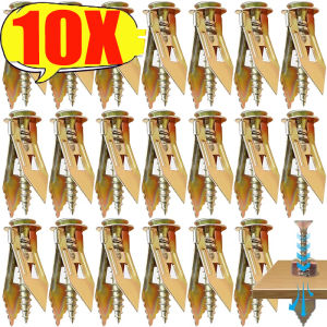 10pcs Zinc Plated Self-Drilling Wall Anchors and Screws Assortment / Easy Install Drywall Hollow Wall Expansion Dowels / High Load Capacity Mounting Accessories