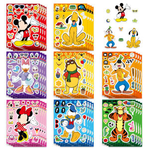 hot toys | Disney Chuột Mickey Gia Đình Make-a-Face Xếp Hình Dán 8/16 Tờ DIY Lắp Ráp Đồ Chơi Vinyl Chống Thấm Nước Có Thể Tháo Rời Hoạt Hình Dễ Thương Cho Trẻ Em 14+