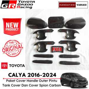 Paket Hemat Toyota Calya 2016 2024 Cover Handle Outer Pintu Tank Cover Dan Cover Spion Carbon