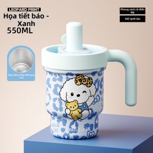 CHICU TOM | Cốc Uống Cách Nhiệt Mèo Báo Thời Trang Có Ống Hút