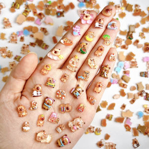 30PCS Multiple Style Cartoon Guinea Pig Resin Nail Art Decorations 3D Cute Fine Shinny Castle Cloud Hamster Nail Charms for DIY