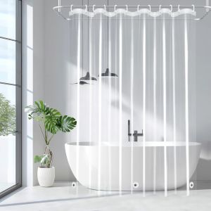 1pc Waterproof Clear Shower Curtain with Bottom Magnets Lightweight Plastic Transparent Shower Curtain Liner for Bathroom