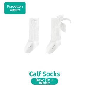 Purcotton | Summer New Girls Legwear Socks Bow Design White Cotton