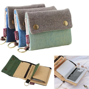 Womens Handmade Fold Fabric Wallet Simple Color Contrast Short Zipper Purses Cartoon Coin Purse Card Holder Key Organizer