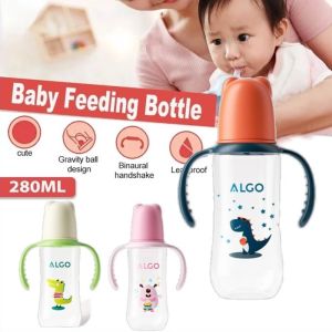 280ML Baby Feeding Bottle with Handle No BPA Newborn Anti-Bloating Bottle Milk Bottle