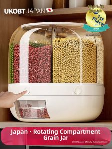 UKOBT | Rotary Divided Grain Storage Box Home Use Sealed Insect-resistant Moisture-proof