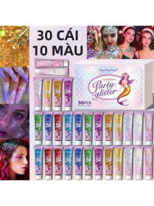 30 Chiếc Gel Dạng Bột Lấp Lánh Trong Suốt Màu Trắng Dành Cho Mặt Và Cơ Thể Với Nhiều Hình Dạng Khác Nhau - Bột Nhũ Mỹ Phẩm Lấp Lánh Dành Cho Mắt