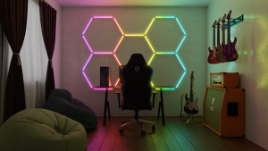 Smart App & Remote Control RGB Hexagon Garage Light IP56 Waterproof 358 Colors Dimmable LED Honeycomb Light for Gym Bar Party Gaming Room