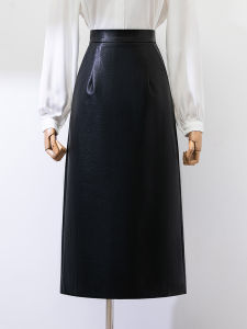 กระโปรงทรงเอเอวสูงสีดำ กระโปรงหนังทรงตรง ฤดูใบไม้ร่วง 2024 ฤดูหนาว กระโปรงทรงเอใหม่ กระโปรงสั้น กระโปรงทรงเอ กระโปรงทรงเอ