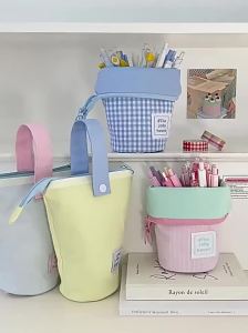 High-value pen holder pencil case Japanese ins boys and girls high school students large-capacity pencil case can stand statione