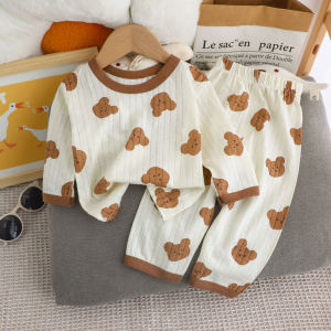 Tagkita | Breathable Cotton Baby Pajama Set Long Sleeve and Pant Ktf strawberry bear
