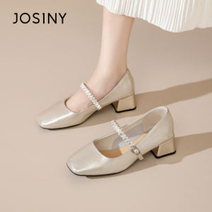 Josiny | Spring French Style Chunky Heel Silver Sandals for Women