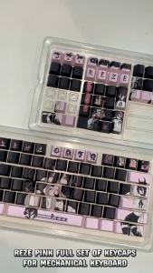 FANTASY High Quality 129 Key Reze Pink Anime Keycap Set Double-Shot PBT Shine Through Keycaps for Cherry MX Mechanical Gaming Keyboards