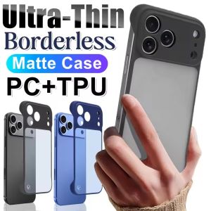ฝาครอบกันลื่นสำหรับไอโฟน17 Pro Max Air บางไร้กรอบ PC แข็งสีด้านเคสโทรศัพท์โปร่งแสงสำหรับ Iphone17 17PM ปกป้องกล้อง