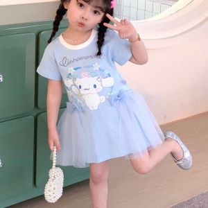 [PRINCESS KESLI] 2-9 Tahun Gaun gadis Kulomi katun murni musim panas versi Korea baru rok jala pita gadis bernapas tipis