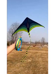 🔥 Kite long tail rainbow color striped triangle Airplane kite reel for kite children cartoon kite