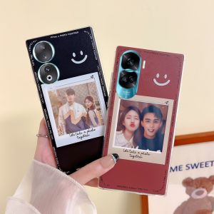 คู่เคสโทรศัพท์ Honor 90 90 Lite X8a X8 X6 X5 4G 5G Huawei Nova Y71 - เคสแฟชั่นอินเทรนด์สุดฮอตเคสกรอบรูป DIY ยิ้มป้องกันการตกกระแทกฝาครอบหลังซิลิโคน 2023