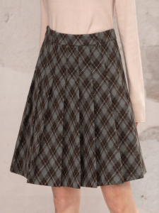 loveheynew | Chân Váy Mini Xếp Ly Họa Tiết Caro Cao Waist