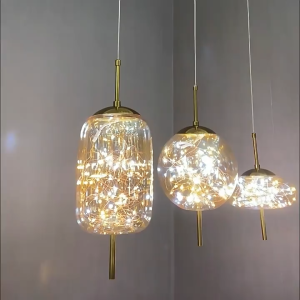 Nordic Glass Gypsophila Pendant Light Minimalist Modern Dining Light Bedroom Bedside Droplights Kitchen Bar Counter Chandelier Ceiling Lights Creative Cafe Decorative Hanging Light
