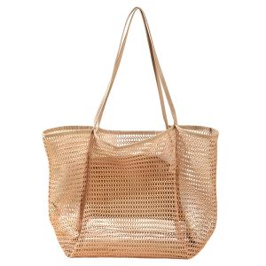 Womens Shoulder Beach Bag Mesh Summer Travel Shoulder Folding Bag C174
