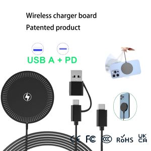 Usb Type C Qi2 15W Wireless Phone Charger Stand for Iphone Samsung Xiaomi Vivo Mobile Phone Fast Wireless Charger Pad