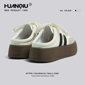 Womens Thick Bottom Slip-On Slippers Head Cover Half Slippers Casual Dequn Shoes Spring Summer Trendy Easy Wear Increase Height