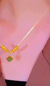 kalung titanium wanita perhiasan harian model liontin giok produk terlaris anti karat elegan termurah korean style