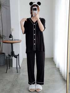 Modal Womens Summer Thin V-neck Fat mm Pajamas Suit