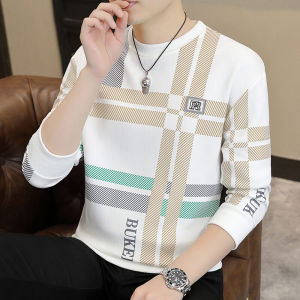 Mens Fleece Lined Thick Long Sleeve T-Shirt Winter Base Layer Shirt Sweatshirt Youth Fashion Polyester Geometric Print round Neck