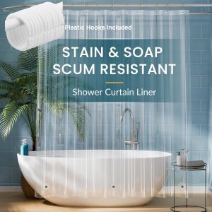 1pc Clear Shower Curtain Liner with Magnets & Metal Grommets-Plastic Bath Curtain with Plastic Hooks Bathtub Partitions Decor