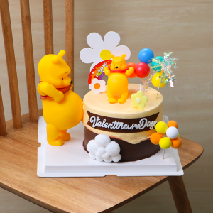 Trendy Pregnant Mommy Bear Cake Decoration Large Belly Winnie Birthday Party Baking Balloon Plug-in Festive Celebration Supplies