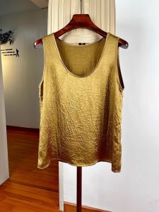 Black Acetate Strapless Vest Women Summer New Loose Tummy Covering Sleeveless Top Commute Style Straight Cut Single Piece