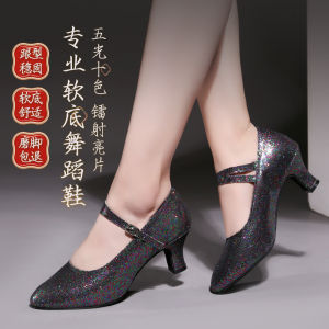 Soft Bottom Dance Shoes for Women Adult Social Square Dancing Silver Gray Modern Dance Shoes Latin Dance Shoes Ballroom