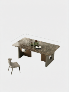 Natural Platinum Luxurious Italian Design Rectangular Marble Dining Table