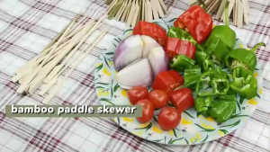 200PCS Wooden Bamboo Teppo Skewer Paddle Picks Skewers for Fruit BBQ Sticks Burger Skewers Party Disposable Kebab