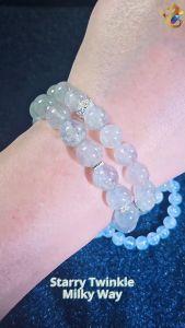 Rare Natural Starry Twinkle Milky Way Green Mica Emerald Bracelet