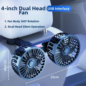 HELLOLEIBOO | Car Fan 24V Double Head Small Refrigeration USB Interface Powerful Portable Electric Fan for Cars Heavy Duty Truck 12V HELLOLEIBOO