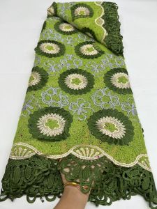 Luxury Nigerian Guipure Lace Fabric with Applique Stones 2026 African Mesh 3D Flower Fabric for Evening Dresses Sewing AT2720