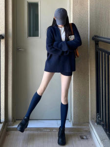 Korean Style Long Sleeve Sweatshirt Shorts Set Womens Small Size Loose Fit Winter Casual High Waist Polyester Fiber Two Piece Set