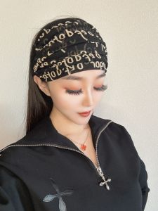 Summer Wide Brim Headband Womens Outdoor Wear French Vintage Hairband Dark Color Eyebrow Covering Hair Accessories