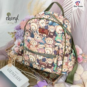 CHERYL BY BIRU TSABITA TAS RANSEL Wanita sekolah anak muda karakter/Motif bear bahan chocoly X kanvas tas gendong murah terbaru